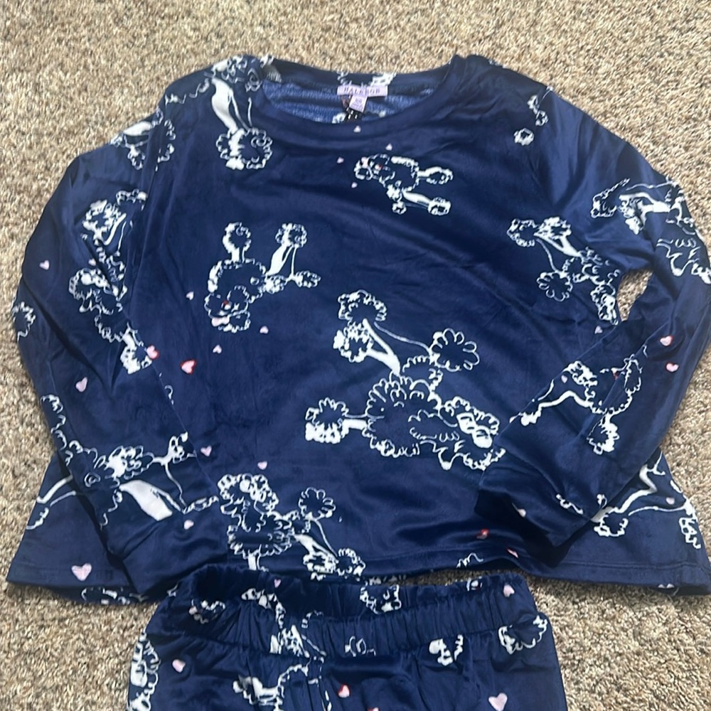 NEW Hale Bob 2 Piece Pajama Set XS Blue Poodles Dog